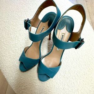 Manolo Blahnik Leather Crisscross Sandals